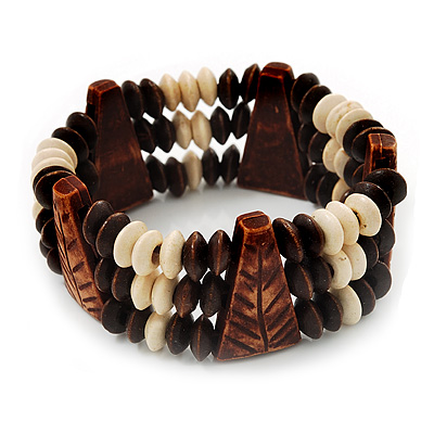 Fancy Multistrand Wooden Bead Bracelet - up to 19cm wrist - main view