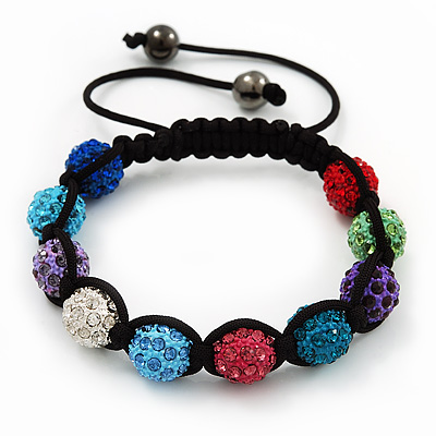 Unisex Bracelet Crystal Multicoloured Crystal Beads 10mm - Adjustable