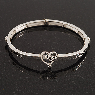 Burn Silver 'You Are Always In My Heart' Flex Bracelet - up to 20cm wrist - main view