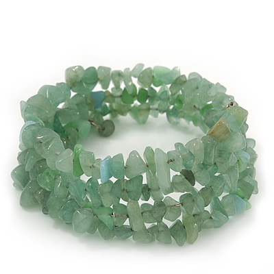 Green Aventurine Coil Flex Bangle Bracelet (Semi-precious stone) - Adjustable - main view