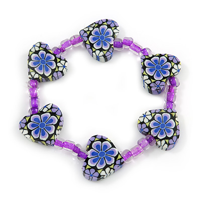 Children's Purple Acrylic 'Heart' Bracelet - Adjustable - main view