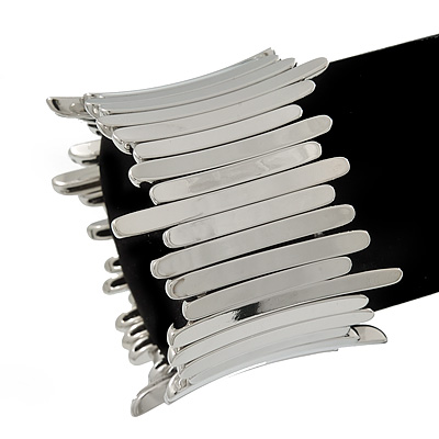 Silver Plated 'Crown' Flex Bracelet - 17cm Length - main view