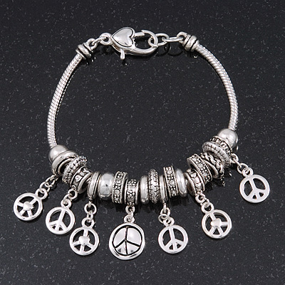 Burn Silver 'Peace' Charm Bracelet - 19cm Length - main view