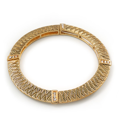 Burn Gold Textured Diamante Flex Bracelet - 19cm Length - main view