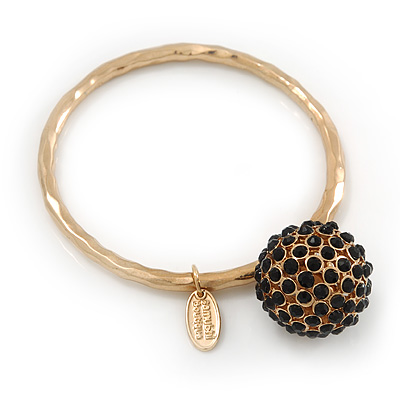 Oversized 'Buddhist' Ball Charm Boutique Bangle (Gold Plated) - 18cm Length - main view