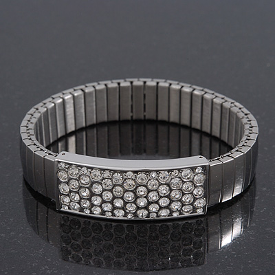 Unisex Silver Plated Swarovski Crystal Flex Tennis Bracelet - 20cm Length - main view