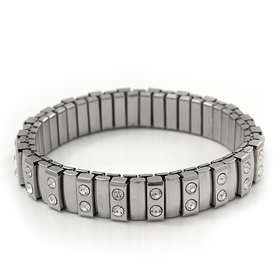 Unisex Silver Plated Swarovski Crystal Flex Tennis Bracelet - 20cm Length - main view