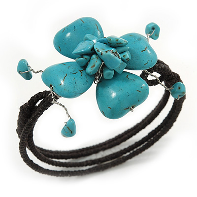 Turquoise Bead Floral Wired Flex Bracelet - Adjustable
