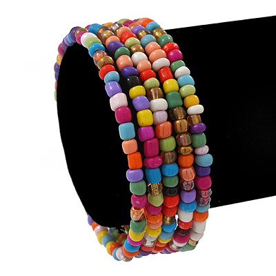 Teen's Multicoloured Glass Bead Multistrand Bracelet - Adjustable - main view