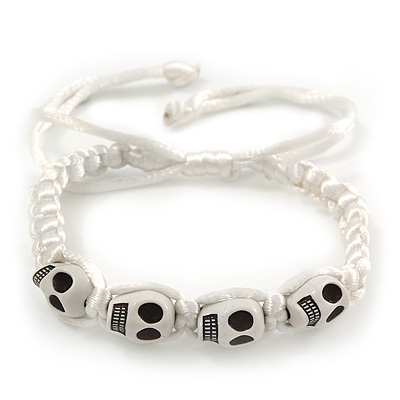 White Acrylic 'Skull' Buddhist Bracelet - 11mm - Adjustable