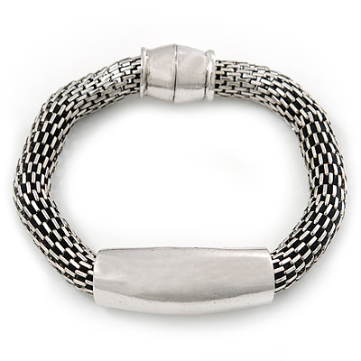 Burn Silver Mesh Magnetic Bracelet - 20cm Length - main view