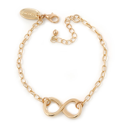 Polished Gold Plated 'Infinity' Bracelet - 18cm Length/ 5cm Extension - main view
