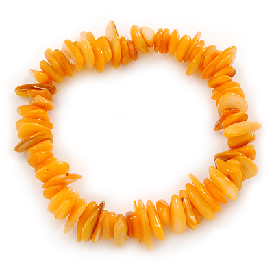 Antique Yellow Shell Nugget Stretch Bracelet - up to 19cm