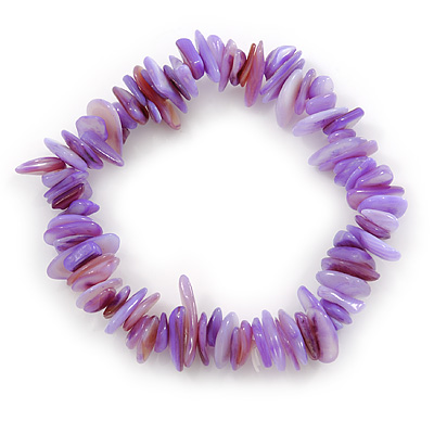 Lavender Shell Nugget Stretch Bracelet - up to 19cm - main view