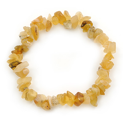 Dusty Yellow Semiprecious Nugget Stone Beads Flex Bracelet - 18cm L - main view