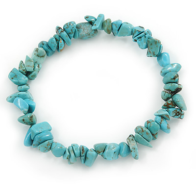 Turquoise Nugget Stone Beads Flex Bracelet - 18cm L - main view