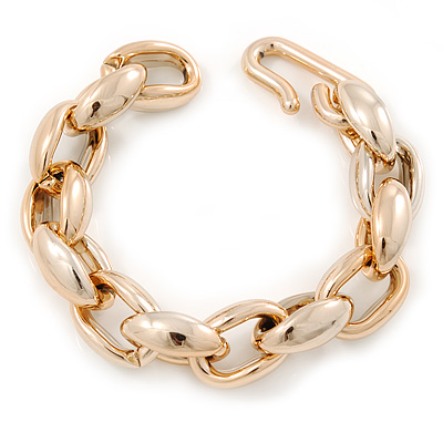 Mirrored Gold Tone Oval Chunky Acrylic Link Bracelet - 20cm L - main view