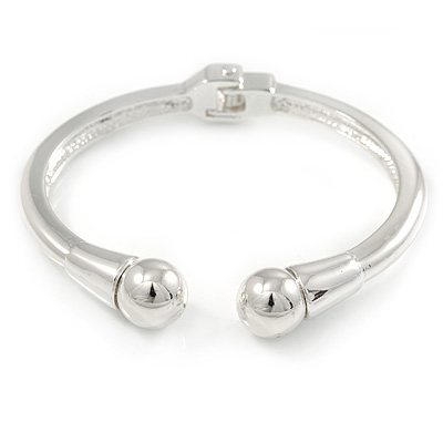 Silver Plated Double Ball Hinged Bangle Bracelet - 19cm L - main view
