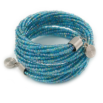 Teen/ Children/ Kids Light Blue Glass Bead Multistrand Bracelet - 15cm L - main view