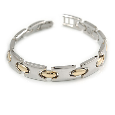Plated Alloy Metal Ladies Magnetic Bracelet with Gold Tone Oval Motif - 18cm L (Medium) - main view