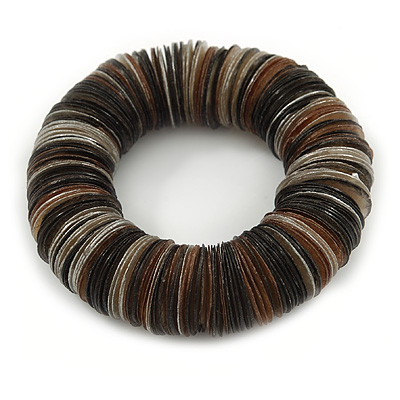 Black, Natural, Brown Shell Flex Bracelet - 17cm L