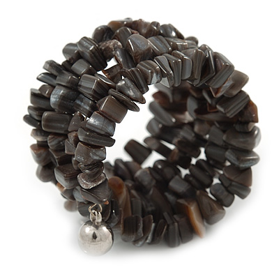 Grey Stone Nuggets Flex Coiled Bracelet - Adjustable - main view