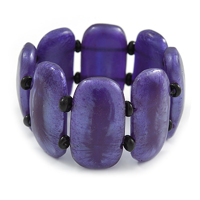 Fancy Purple Acrylic Bead Flex Bracelet - 19cm L/ Large