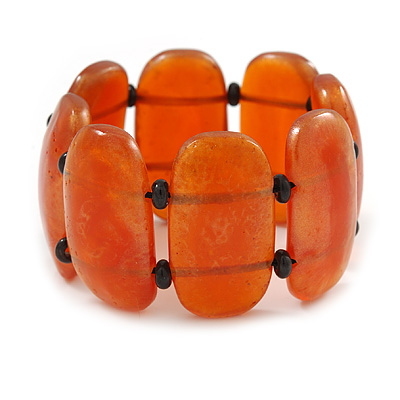 Fancy Burnt Orange Acrylic Bead Flex Bracelet - 18cm L/ Large - main view