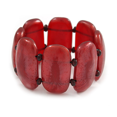 Fancy Raspberry Red Acrylic Bead Flex Bracelet - 19cm L/ Large - main view