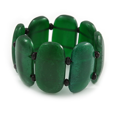 Fancy Green Acrylic Bead Flex Bracelet - 19cm L/ Large - main view