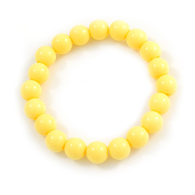10mm Pineapple Yellow Acrylic Single Strand Bead Flex Bracelet - 18cm L - main view