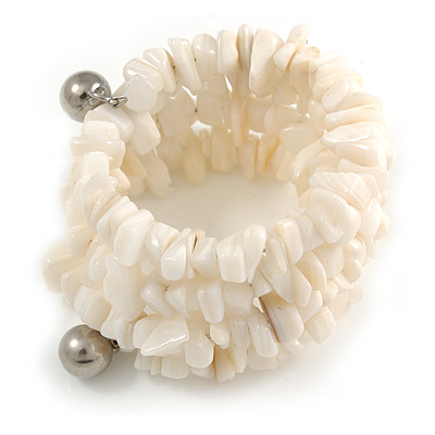 Off White Stone Flex Coiled Bracelet - Adjustable - main view