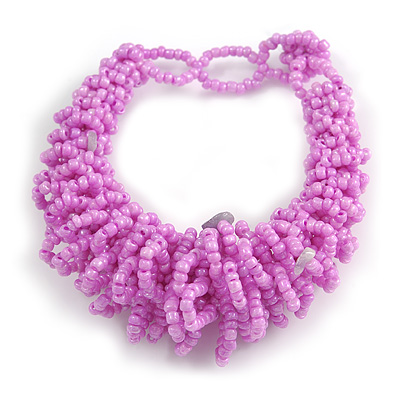 Chunky Glass Beads and Semiprecious Stone Bracelet In Pink - 18cm Long - main view