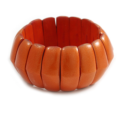 Lustrous Orange Wooden Flex Bracelet - up to 19cm L - main view