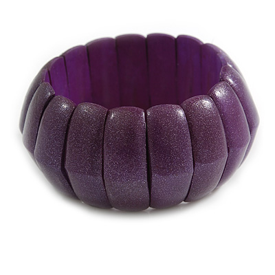 Lustrous Purple Wooden Flex Bracelet - up to 19cm L - main view