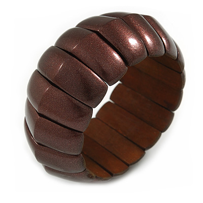 Lustrous Brown Wooden Flex Bracelet - up to 19cm L