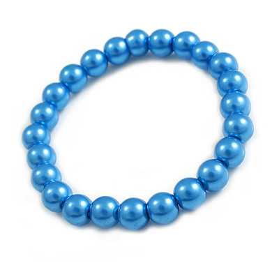 8mm/ Blue Glass Bead Flex Bracelet - Size M - main view
