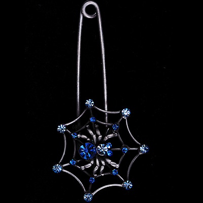 Blue Spider And Net Brooch - main view