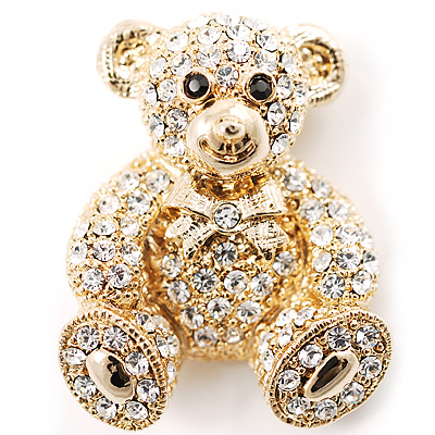 Gold Teddy Bear Costume Brooch - main view