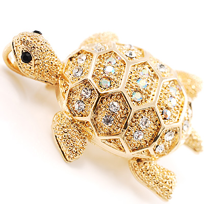 Gold Turtle Costume Brooch - main view