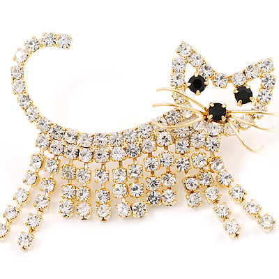 Pussy Cat With Black Eyes Brooch - main view