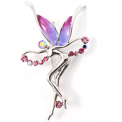 Violet Crystal Fairy Brooch - main view