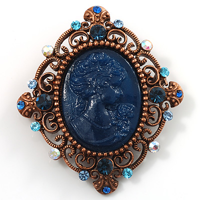 Statement Necklace Vintage Cameo Chandelier Pearl Cobalt Statement Necklace Vintage Cameo Chandelier Pearl Cobalt