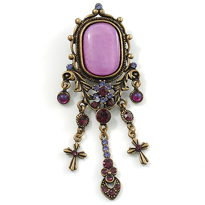 Precious Lilac Vintage Charm Brooch - main view