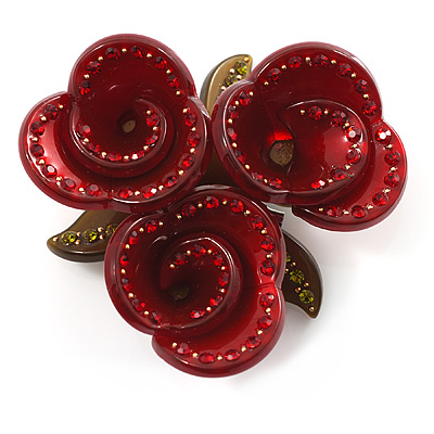 Bunch Of Roses Red Plastic Brooch - main view