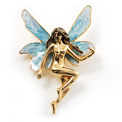Magical Fairy With Blue Wings Brooch - main view