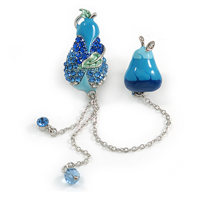 Blue Crystal Enamel Pear Brooch