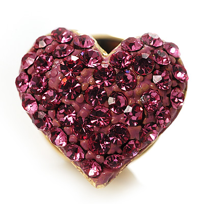 Tiny Crystal Heart Pin (Pink) - main view