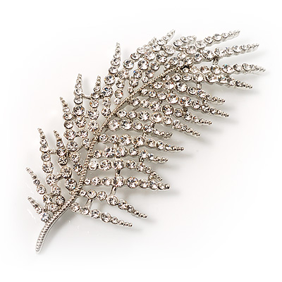 Stunning Large Crystal Leaf Brooch - main view