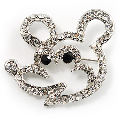 Cute Crystal Mouse Fashion Brooch - main view